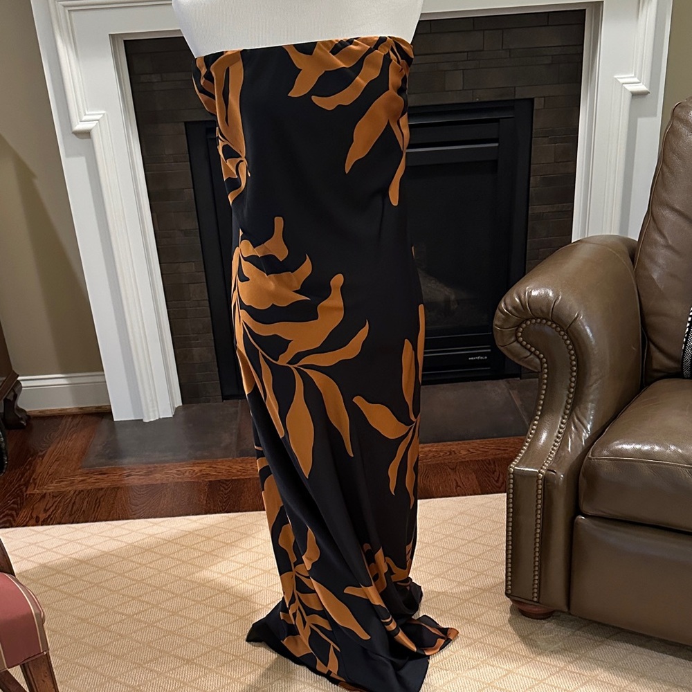 Misa Los Angeles Black and Brown Strapless Dress